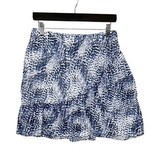 Express NWT Womens Size 8 Blue Lined Blue Black Print Mini Modern Feminine Skirt